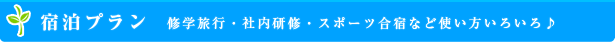 宿泊プラン  修学旅行・社内研修・スポーツ合宿など使い方いろいろ♪